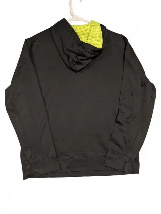 Nike Therma-Fit Hoodie Black Neon Yellow Graphic Pullover Sweatshirt Mens Medium - Picture 3 of 8